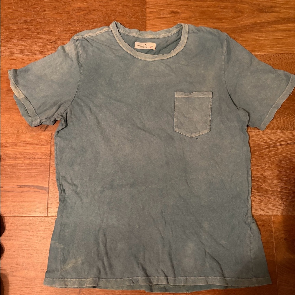 Imogene + Willie Men’s XXL Faded Blue Crew Neck T-Shirt with Pocket